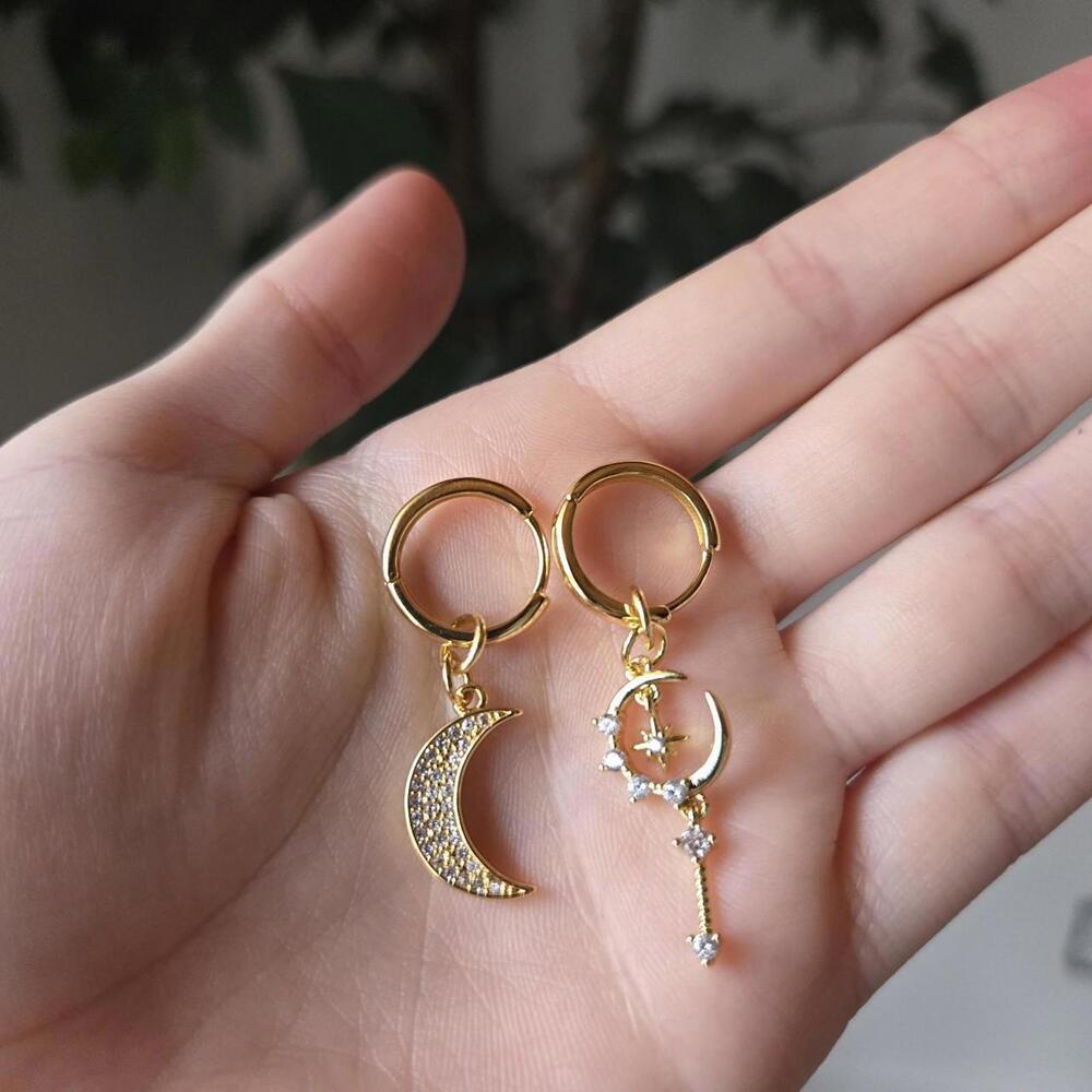 18k Gold Celestial Hoops